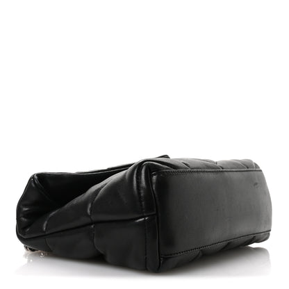 Saint Laurent Lambskin Quilted Toy Loulou Puffer Monogram Chain Satchel Black 4 of 11