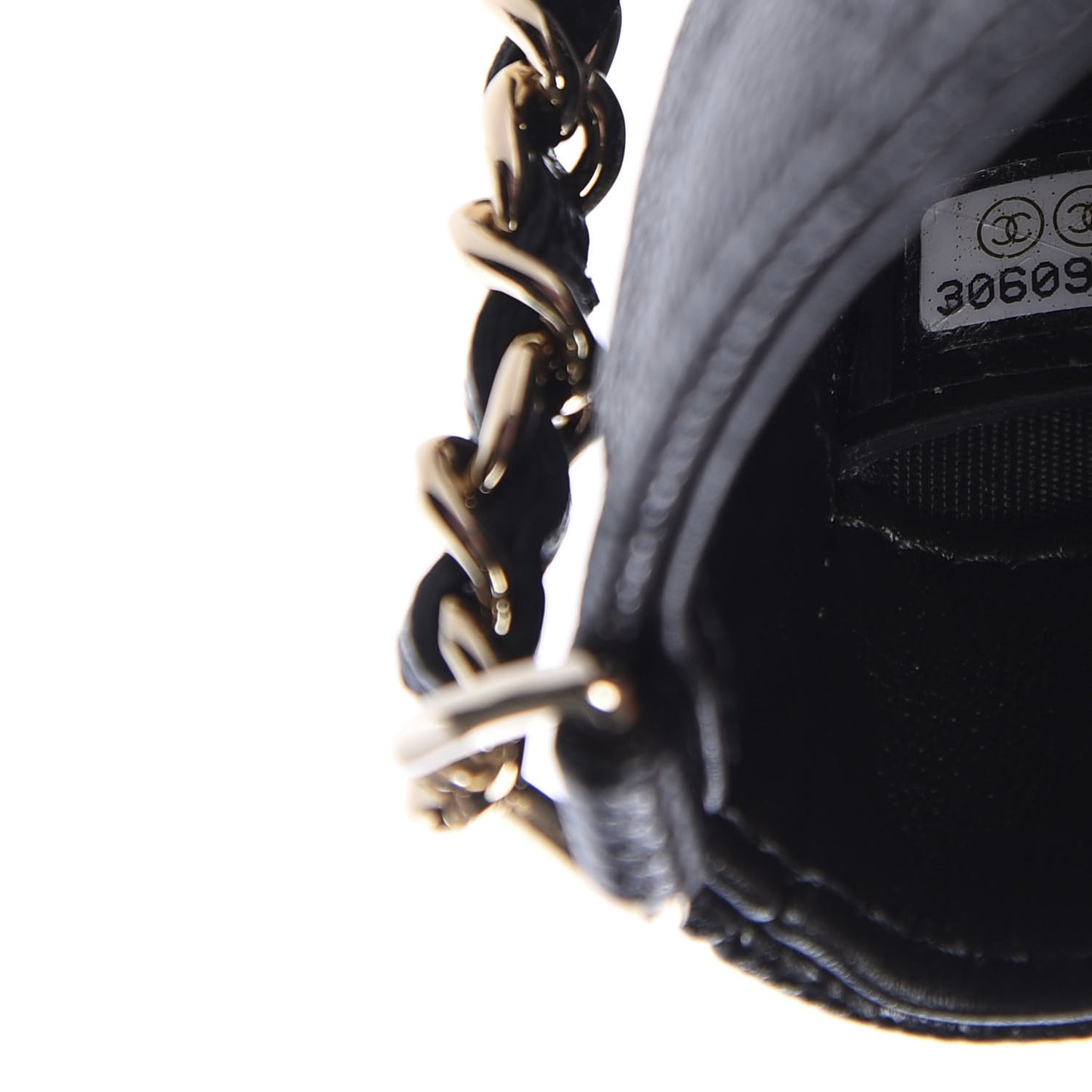 Caviar Quilted French New Wave Phone Holder With Chain Black