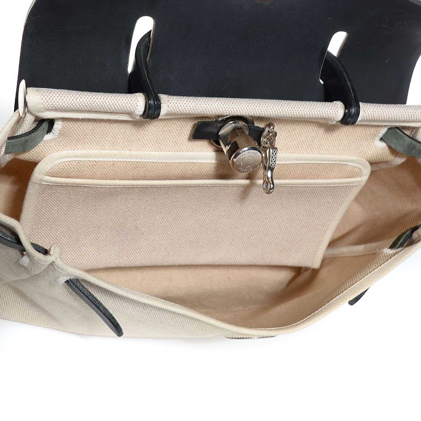 Vache Calfskin Toile Herbag 30 PM Noir Natural