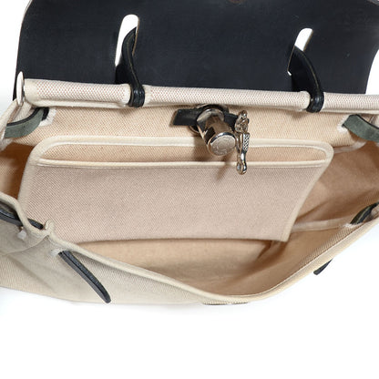 Hermes Vache Calfskin Toile Herbag 30 PM Noir Natural 5 of 14