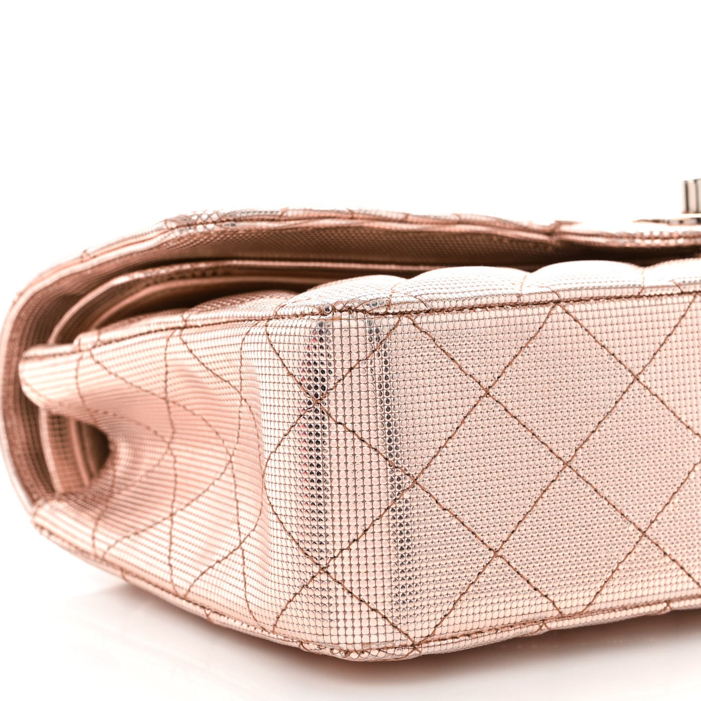 Metallic Calfskin Pixel Effect Medium Double Flap Pinky Gold