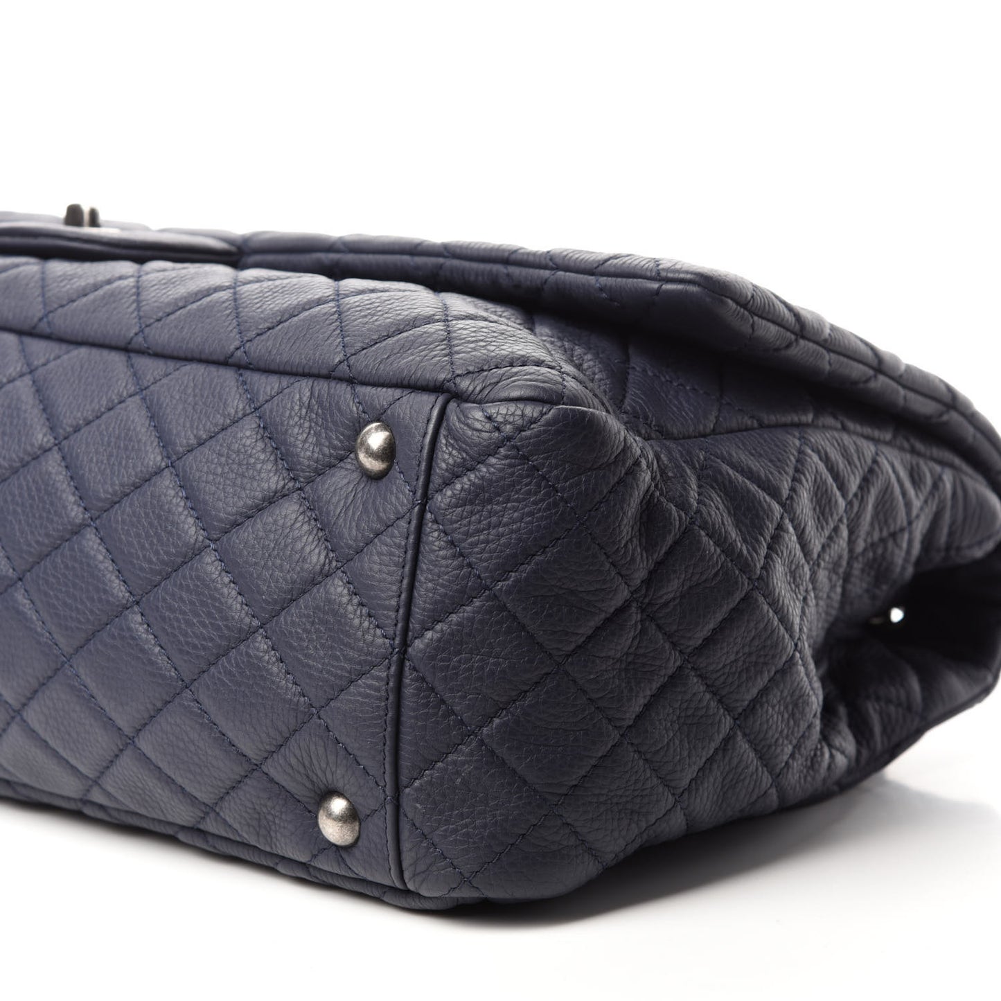 Calfskin Quilted XXL Travel Flap Bag Navy