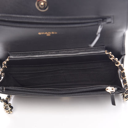 Chanel Caviar Chevron Quilted Boy Wallet On Chain WOC Black 5 of 10