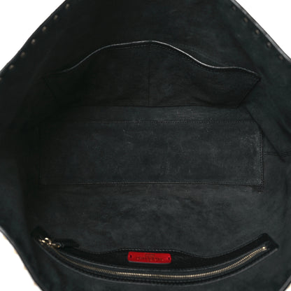 Valentino Garavani Grained Calfskin Rockstud Shoulder Tote Black 5 of 10