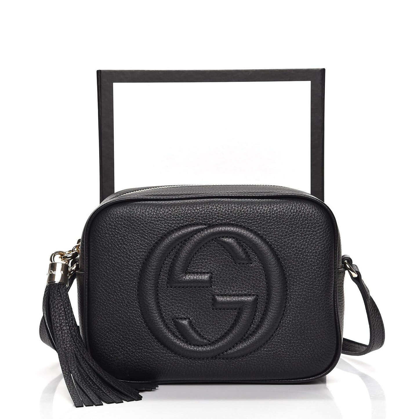 Pebbled Calfskin Small Soho Disco Bag Black