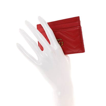Gucci Calfskin Matelasse GG Marmont Card Holder Hibiscus Red 2 of 6