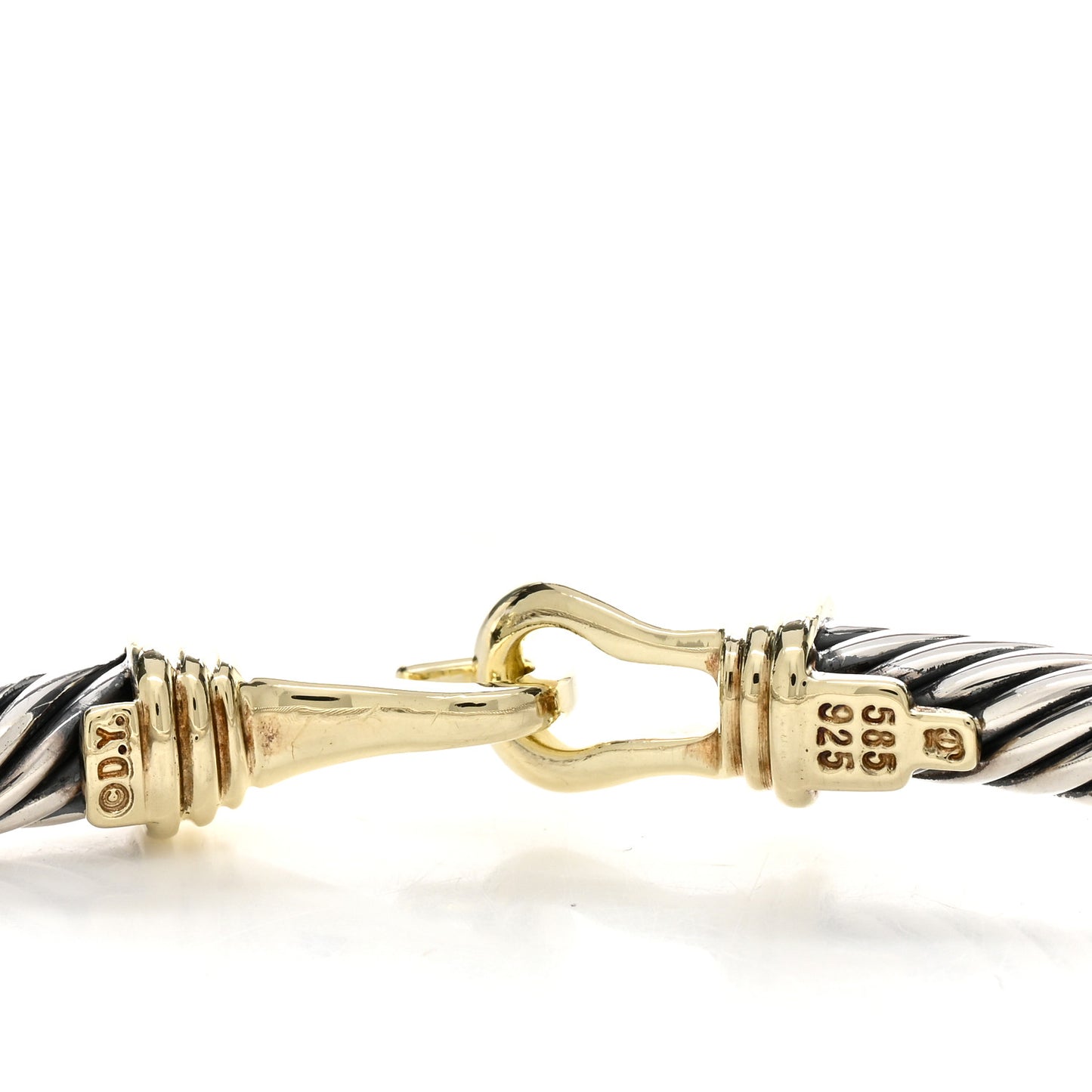 Sterling Silver 14K Yellow Gold 5mm Cable Classic Buckle Bracelet