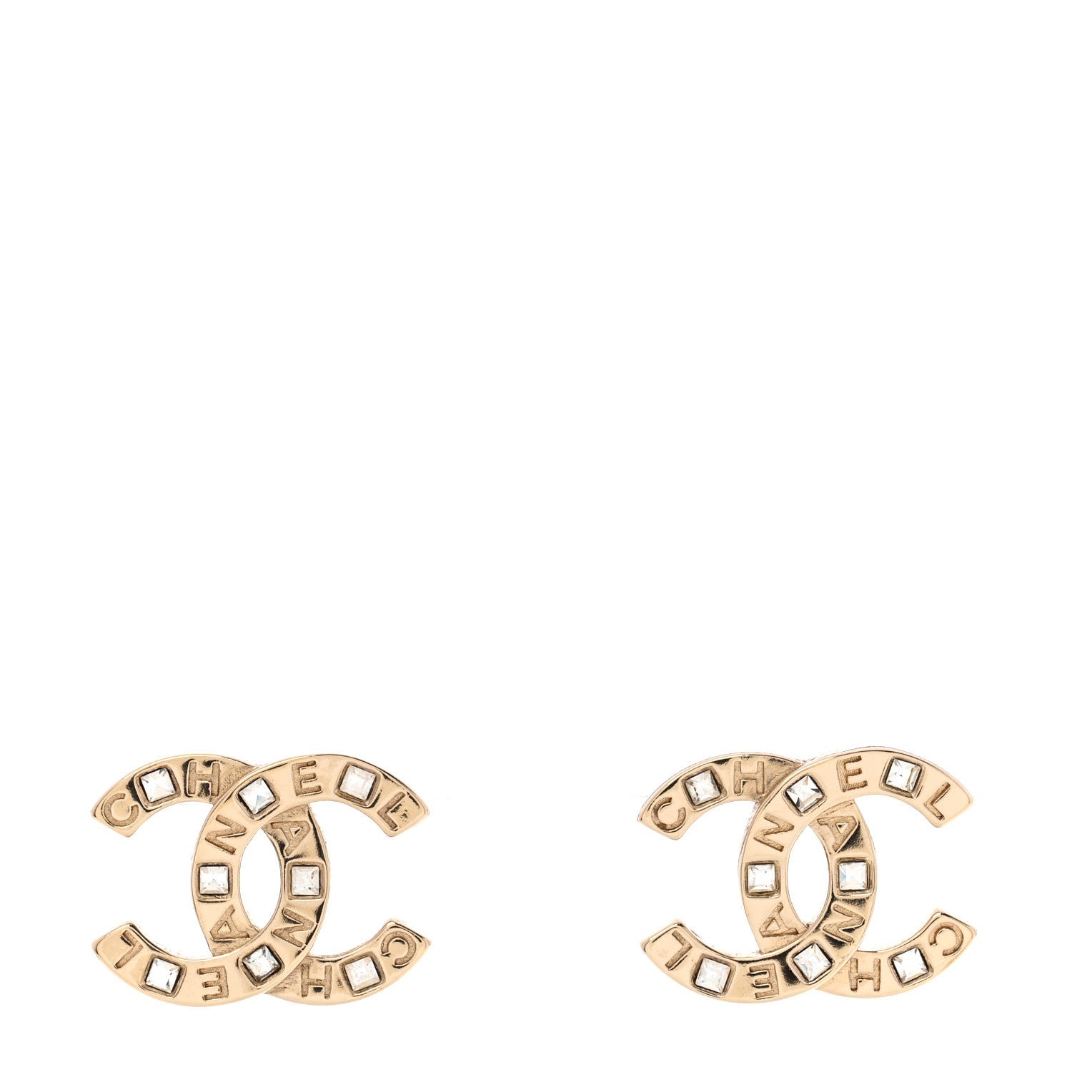 Chanel Crystal CC Logo Earrings Gold 1 of 4
