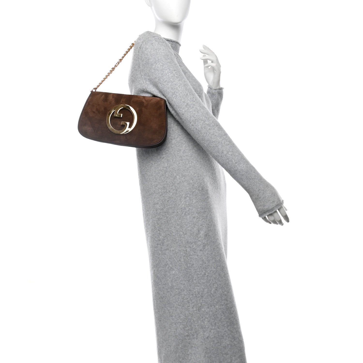 Gucci Suede Talco Roxy Calfskin Blondie Chain Shoulder Flap Bag Burnt Satin 2 of 10