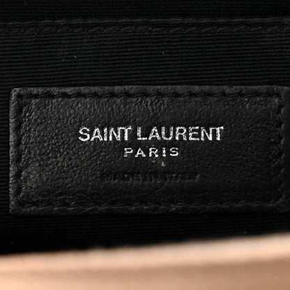 Saint Laurent Grain De Poudre Matelasse Chevron Quilted Round Vinyle Camera Bag Dark Beige 6 of 10