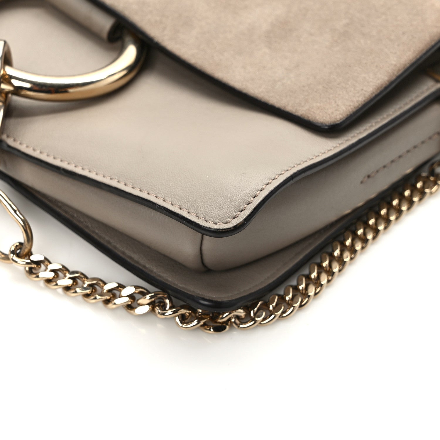Chloe Suede Calfskin Small Faye Shoulder Bag Motty Grey 9 of 14