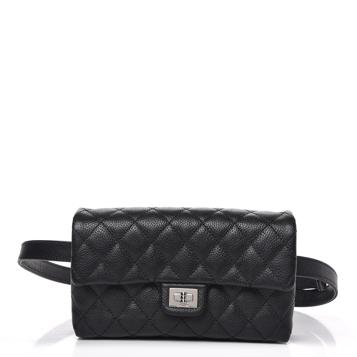Grained Calfskin Quilted 2.55 Reissue Flap Belt Bag Clutch Black