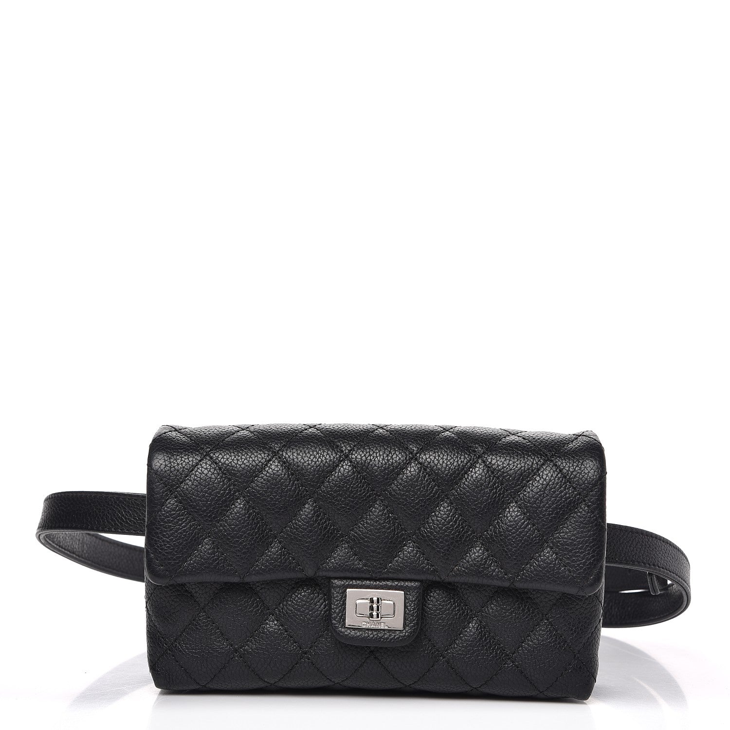 Chanel Grained Calfskin Quilted 2.55 Reissue Flap Belt Bag Clutch Black 1 of 9