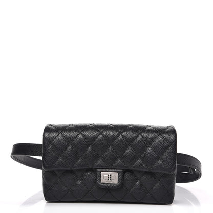 Chanel Grained Calfskin Quilted 2.55 Reissue Flap Belt Bag Clutch Black 1 of 9