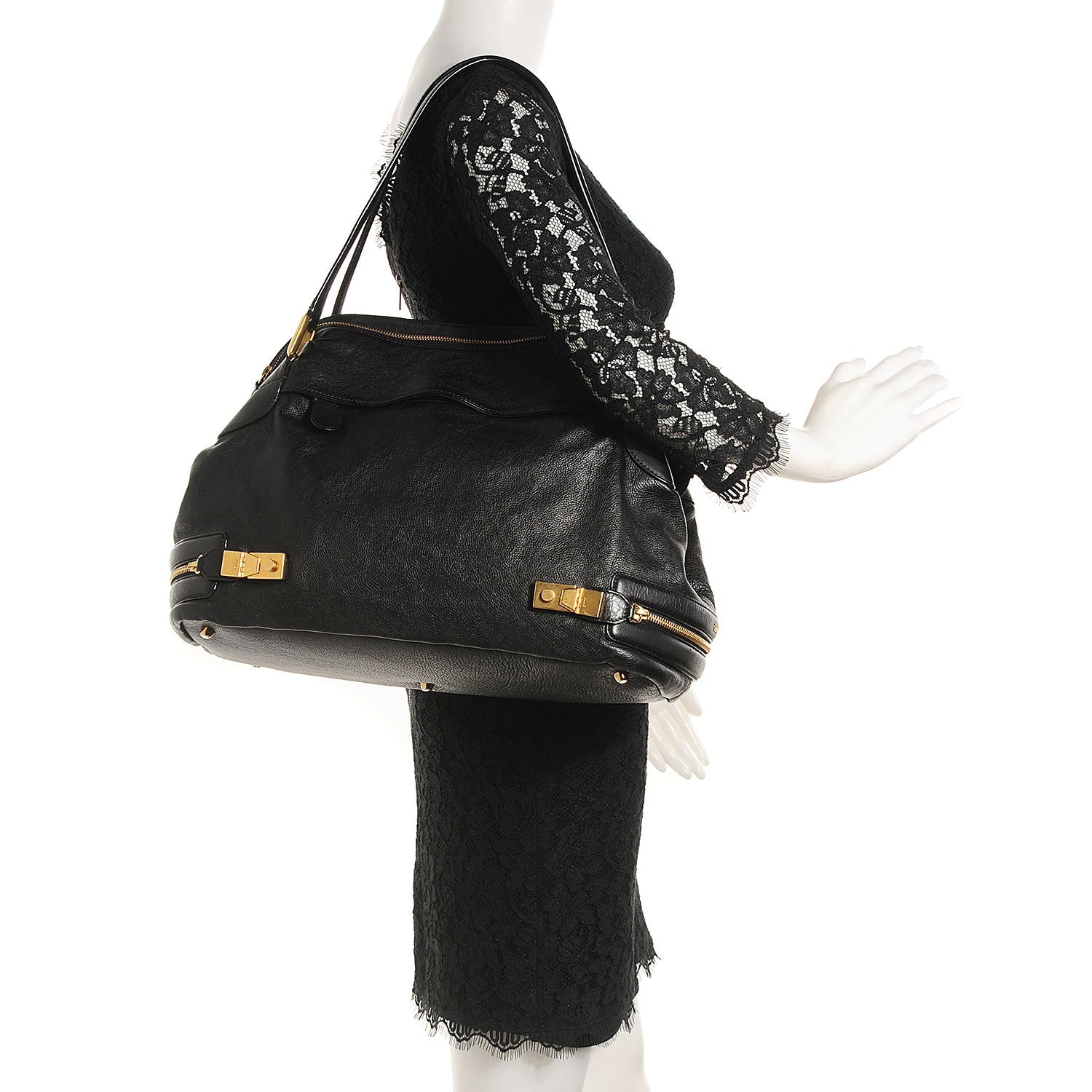 Chloe Calfskin Cary Zipped Shoulder Bag Black 2 of 10