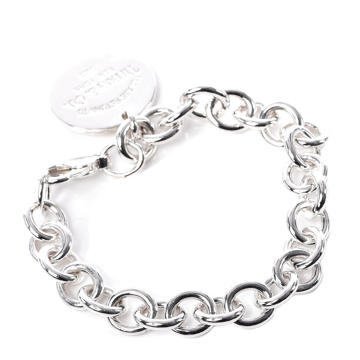 Sterling Silver Return to Round Tag Charm Bracelet