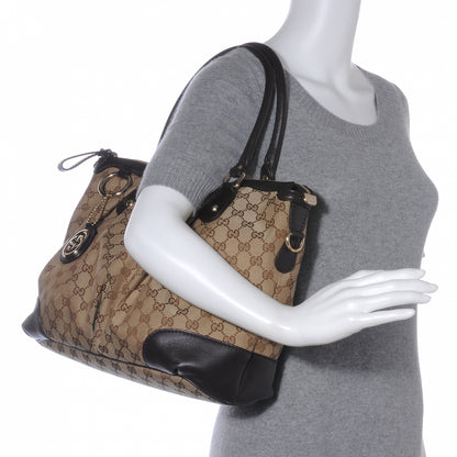 Gucci Monogram Large Sukey Top Handle Bag Beige Dark Brown 2 of 7