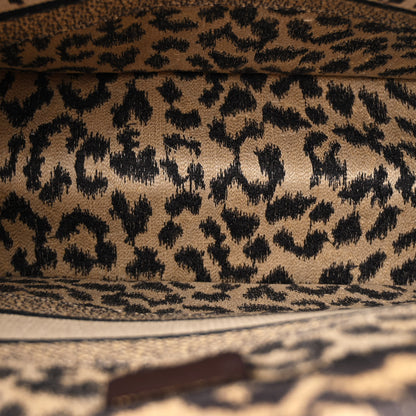 Christian Dior Canvas Mizza Embroidered Medium Leopard Book Tote Beige 5 of 12
