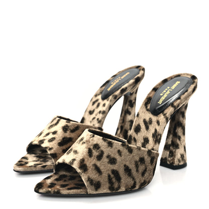 Saint Laurent Velvet Leopard Print Gippy 105 Sandals 38 Manto Naturale 3 of 9