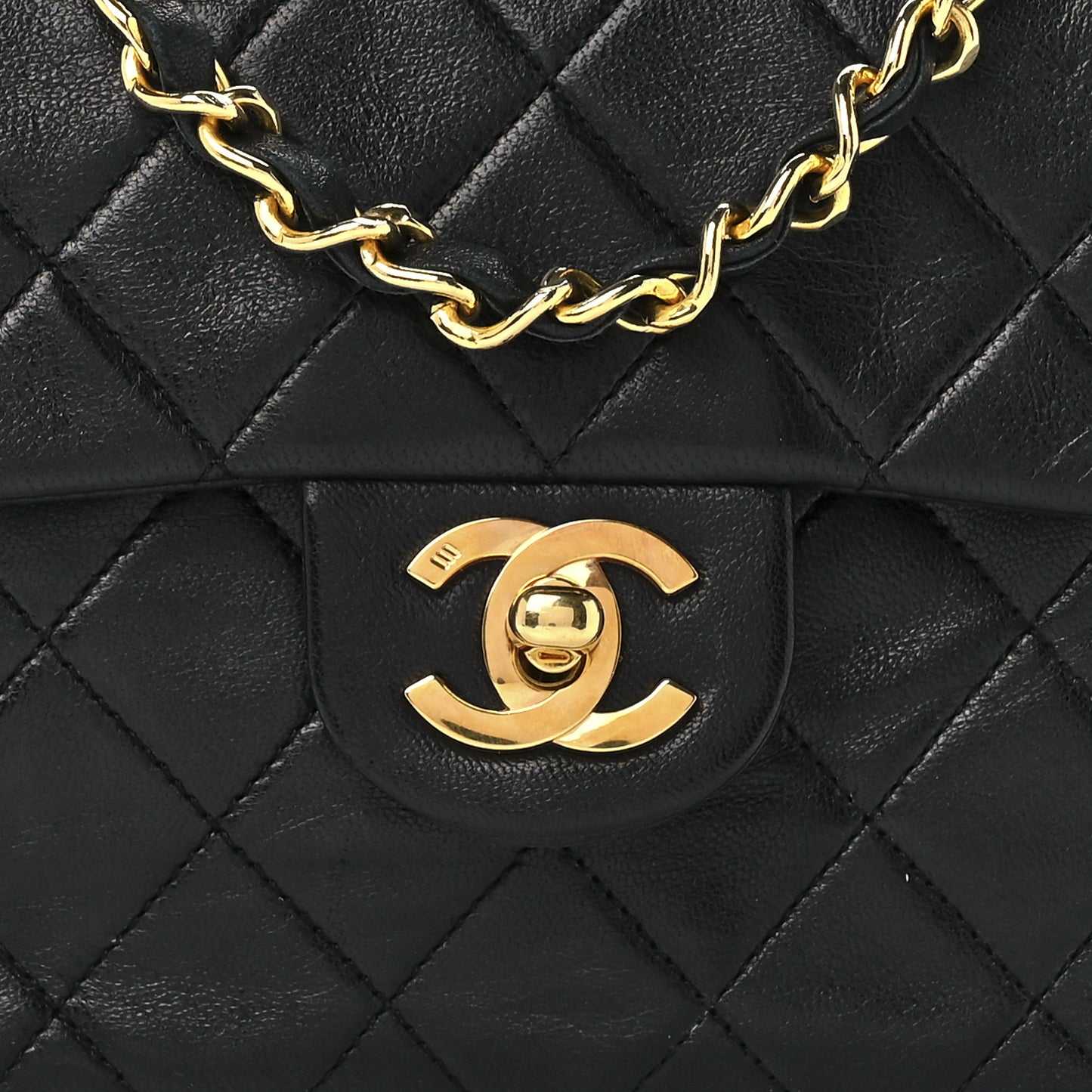 Lambskin Quilted Mini Square Flap Bag Black