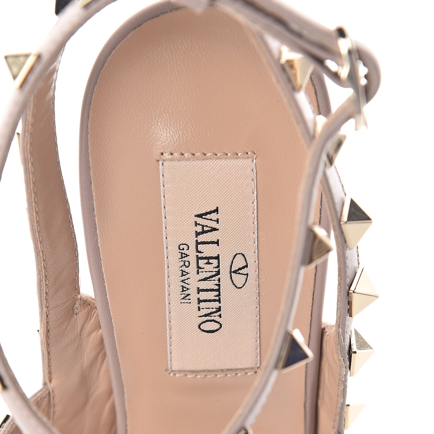 Valentino Garavani Metallic Pebbled Calfskin Rockstud Ankle Strap 100mm Pumps 37 Rame Poudre 5 of 7
