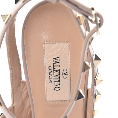 Valentino Garavani Metallic Pebbled Calfskin Rockstud Ankle Strap 100mm Pumps 37 Rame Poudre 5 of 7