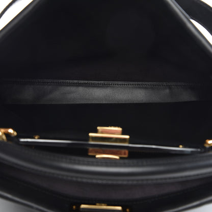 Fendi Vitello Seta Shiny Nappa Large Peekaboo Iconic Satchel Black 5 of 12