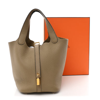 Hermes Taurillon Clemence Picotin Lock 18 PM Beige Marfa 11 of 11