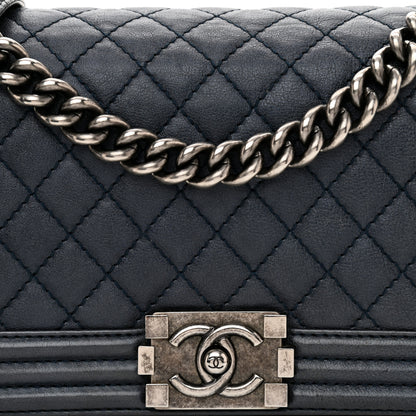 Chanel Calfskin Quilted Medium Boy Flap Dark Navy 8 of 11