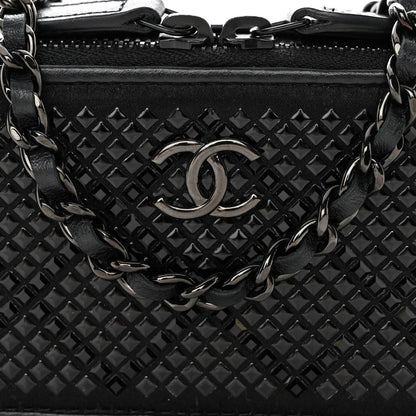 Chanel Lambskin Satin Strass Studded Clutch With Chain So Black 8 of 10