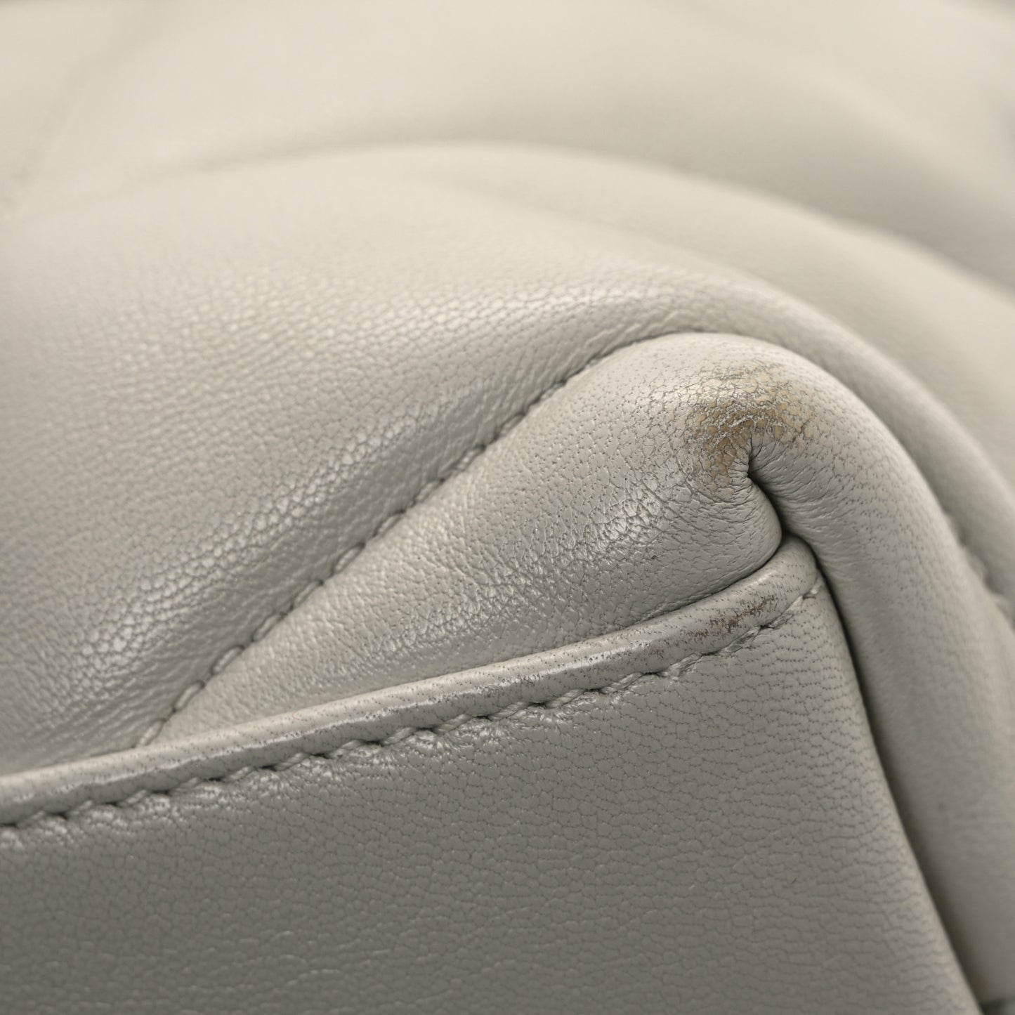 Lambskin Quilted Toy Loulou Puffer Monogram Chain Satchel Crema Soft