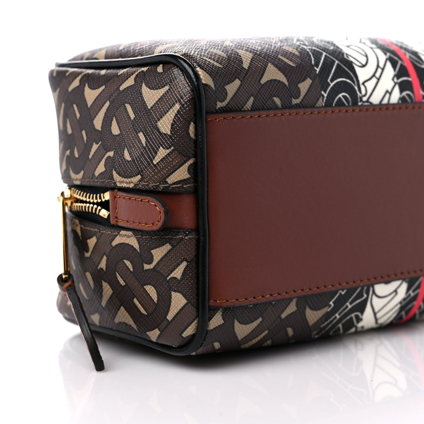 E-Canvas Monogram Stripe Travel Pouch Bridle Brown