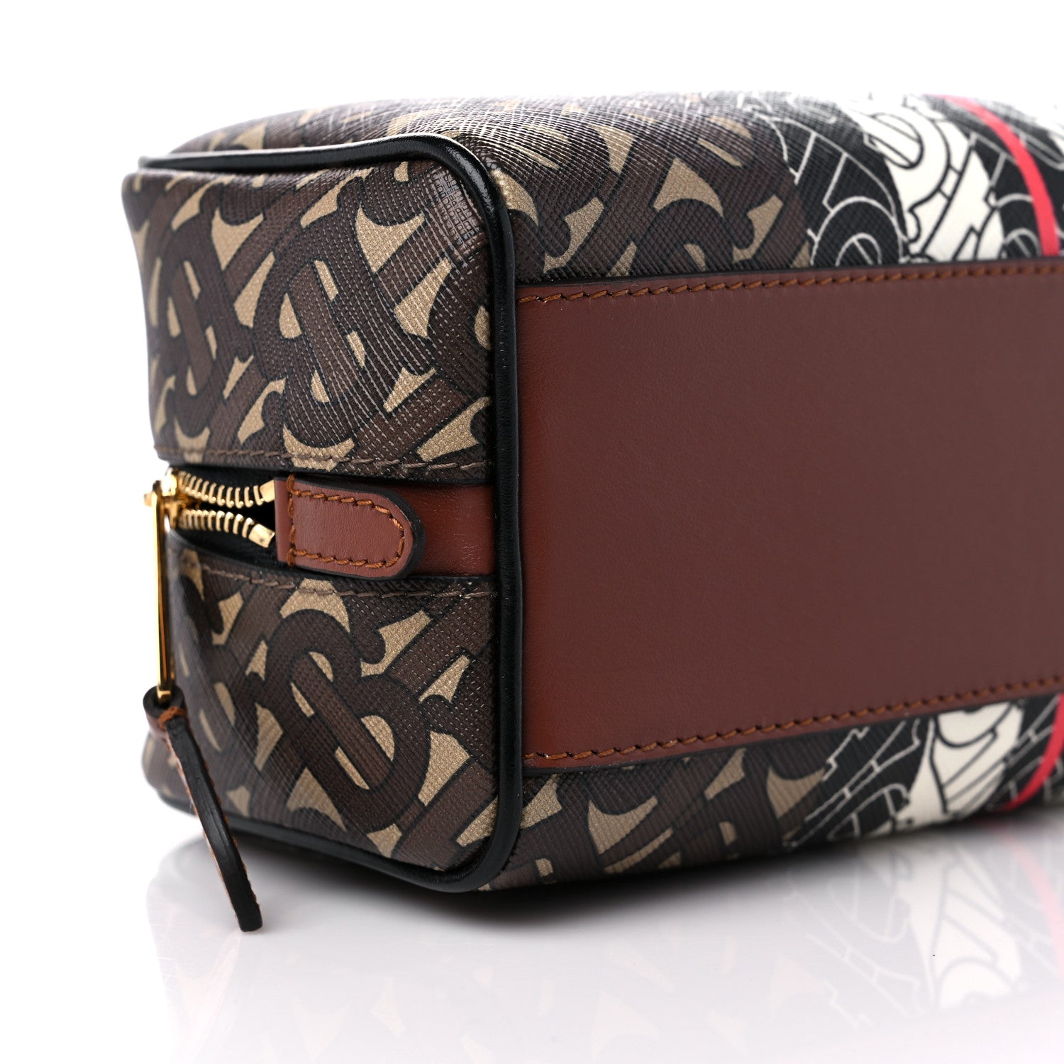 Burberry E-Canvas Monogram Stripe Travel Pouch Bridle Brown 7 of 8