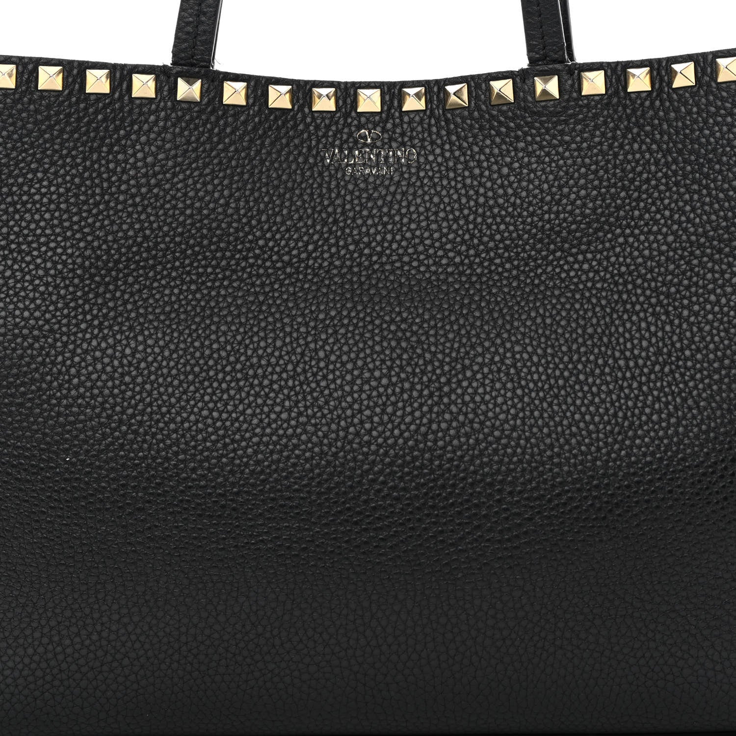 Valentino Garavani Grained Calfskin Small Rockstud Shoulder Tote Black 7 of 20