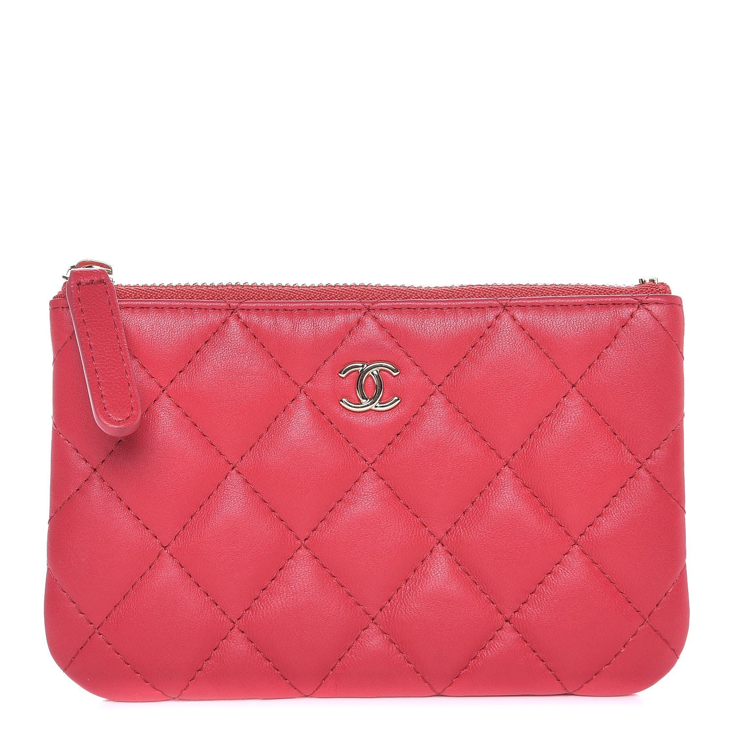 Chanel Lambskin Quilted Small Cosmetic Case Dark Pink 1 of 7