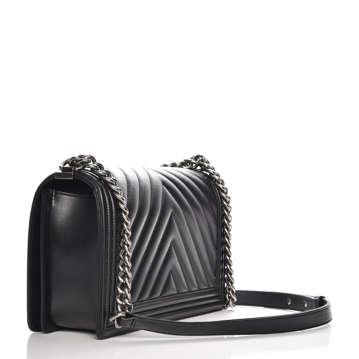 Chanel Calfskin Chevron Quilted New Medium Boy Flap Black 3 of 8