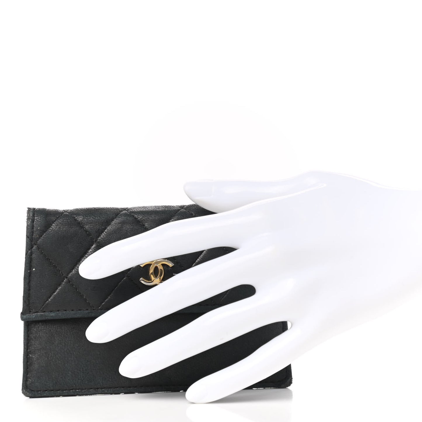 Lambskin Quilted Flap Compact Wallet Black