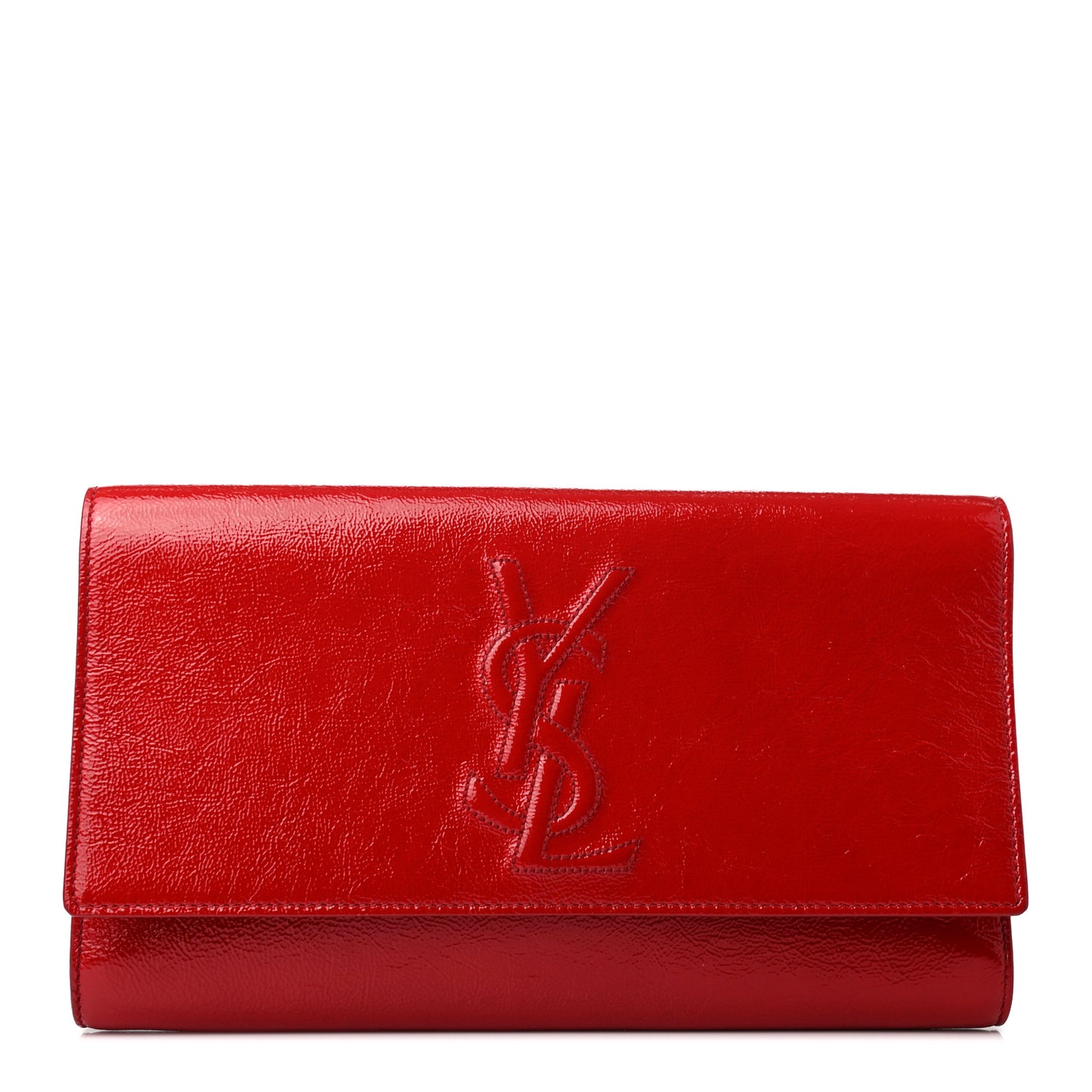 Textured Patent Monogram Large Belle De Jour Clutch Red