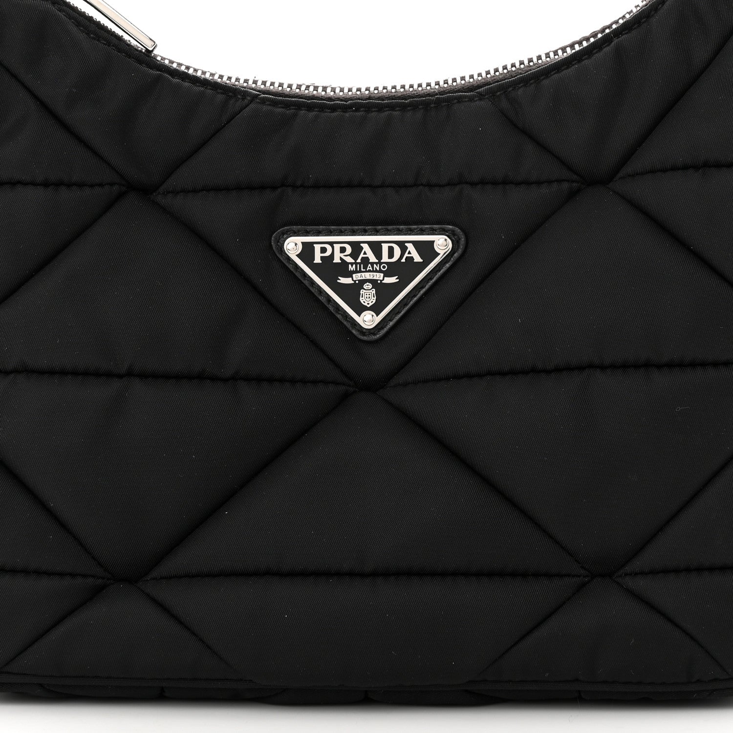 Prada Re-Nylon Triangle Padded Patchwork Shoulder Bag Black 8 of 11