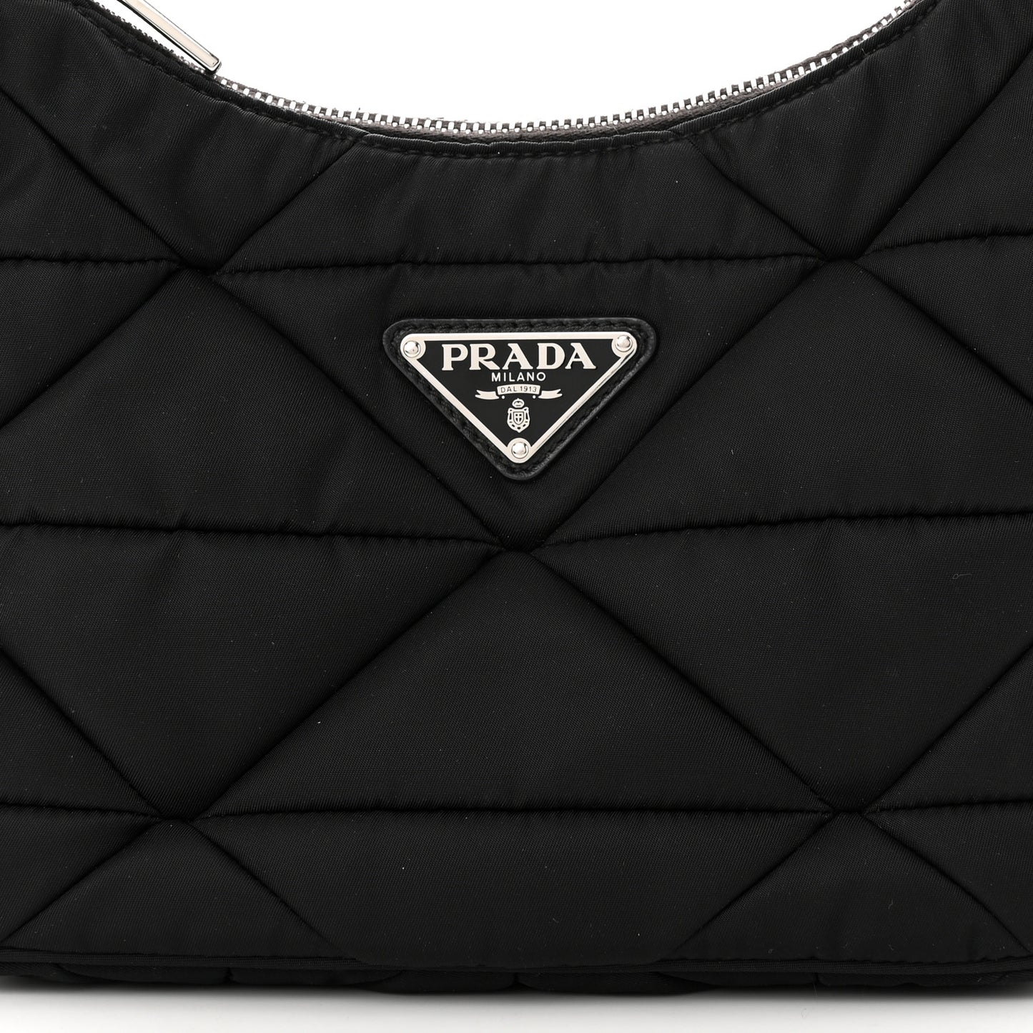 Re-Nylon Triangle Padded Patchwork Shoulder Bag Black