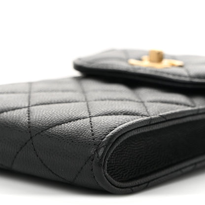 Chanel Caviar Quilted Chain Handle Round Phone Holder Black 11 of 11