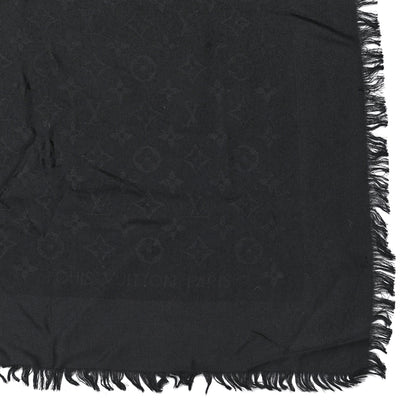 Louis Vuitton Silk Wool Monogram Shawl Black 2 of 4
