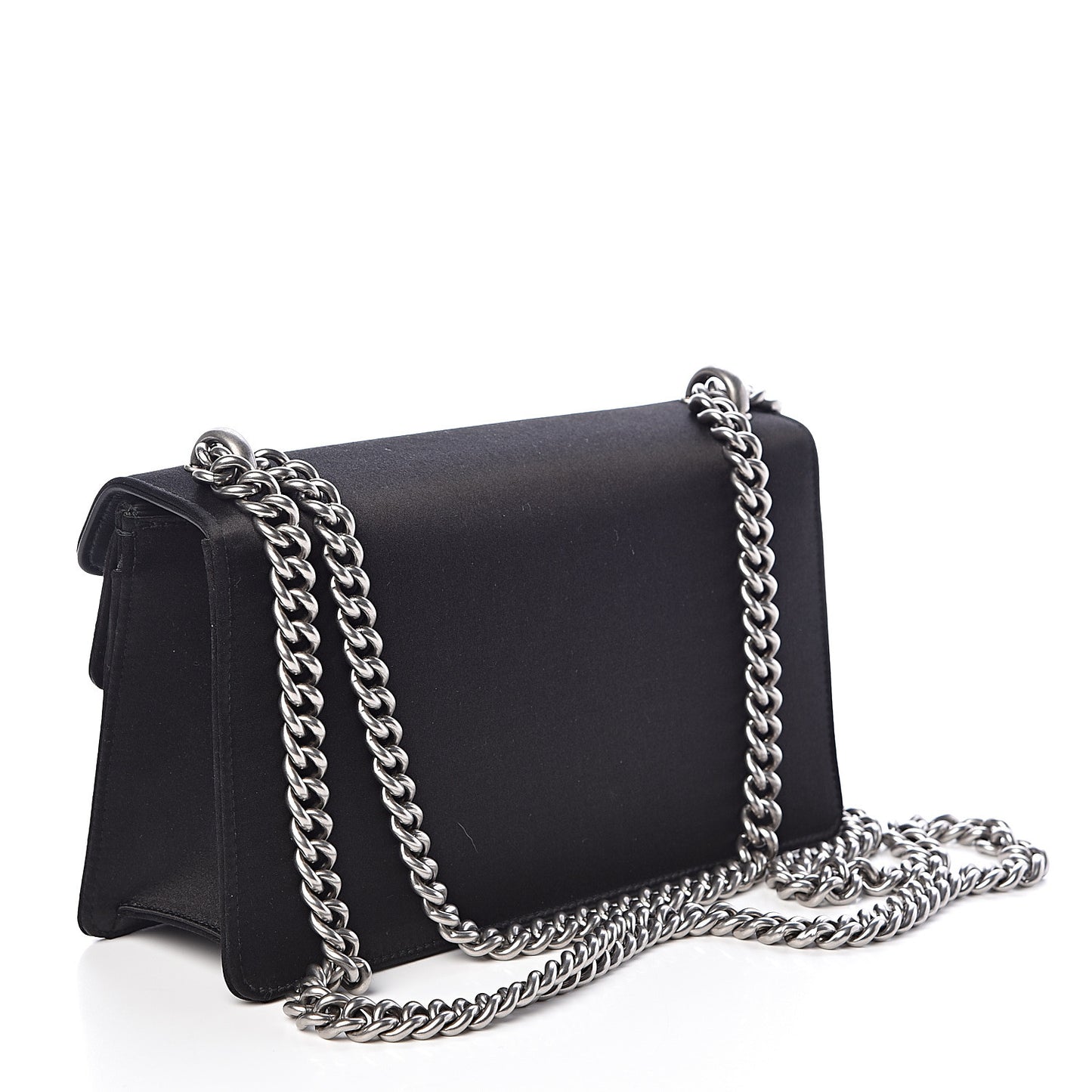Satin Silk Crystal Small Dionysus Shoulder Bag Black Black Diamond