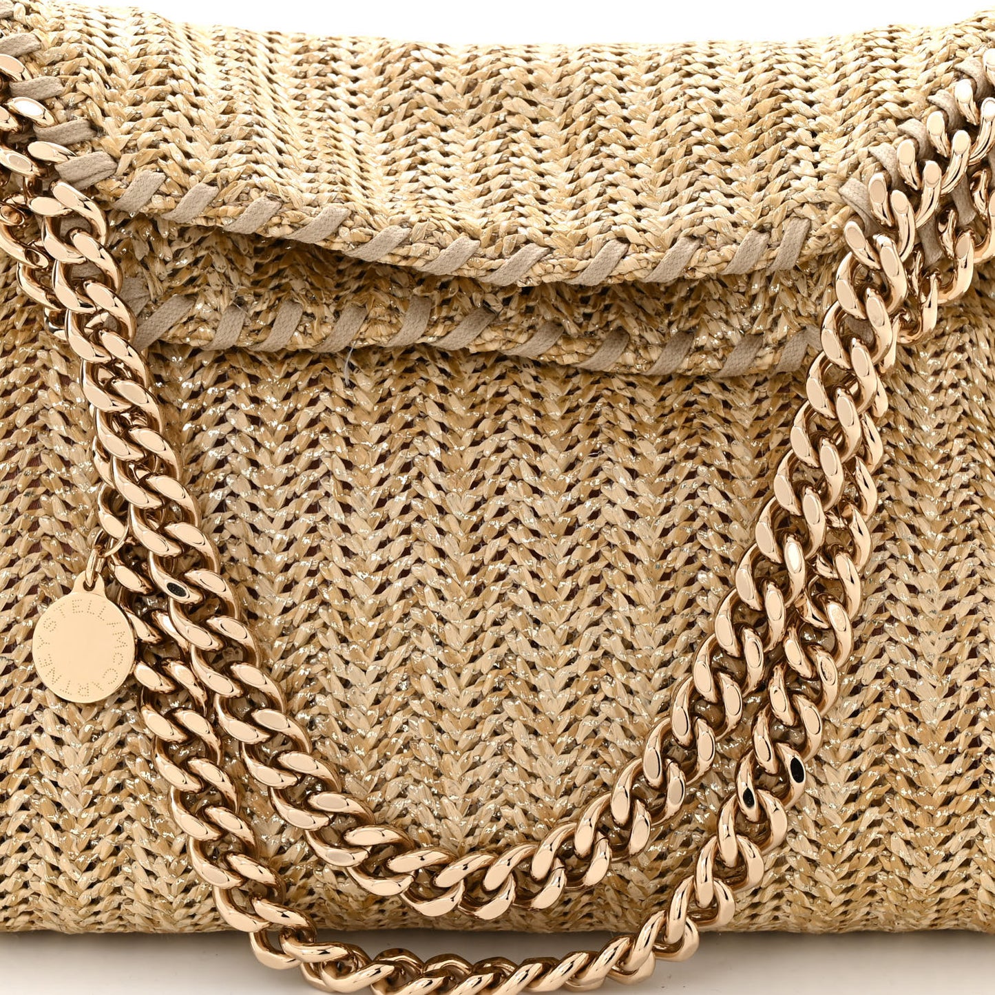 Metallic Raffia Mini Falabella Tote Gold