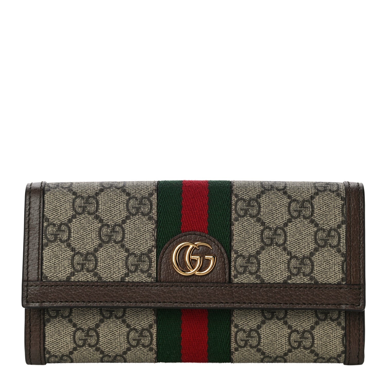 Gucci GG Supreme Monogram Web Ophidia Continental Wallet Brown 1 of 9