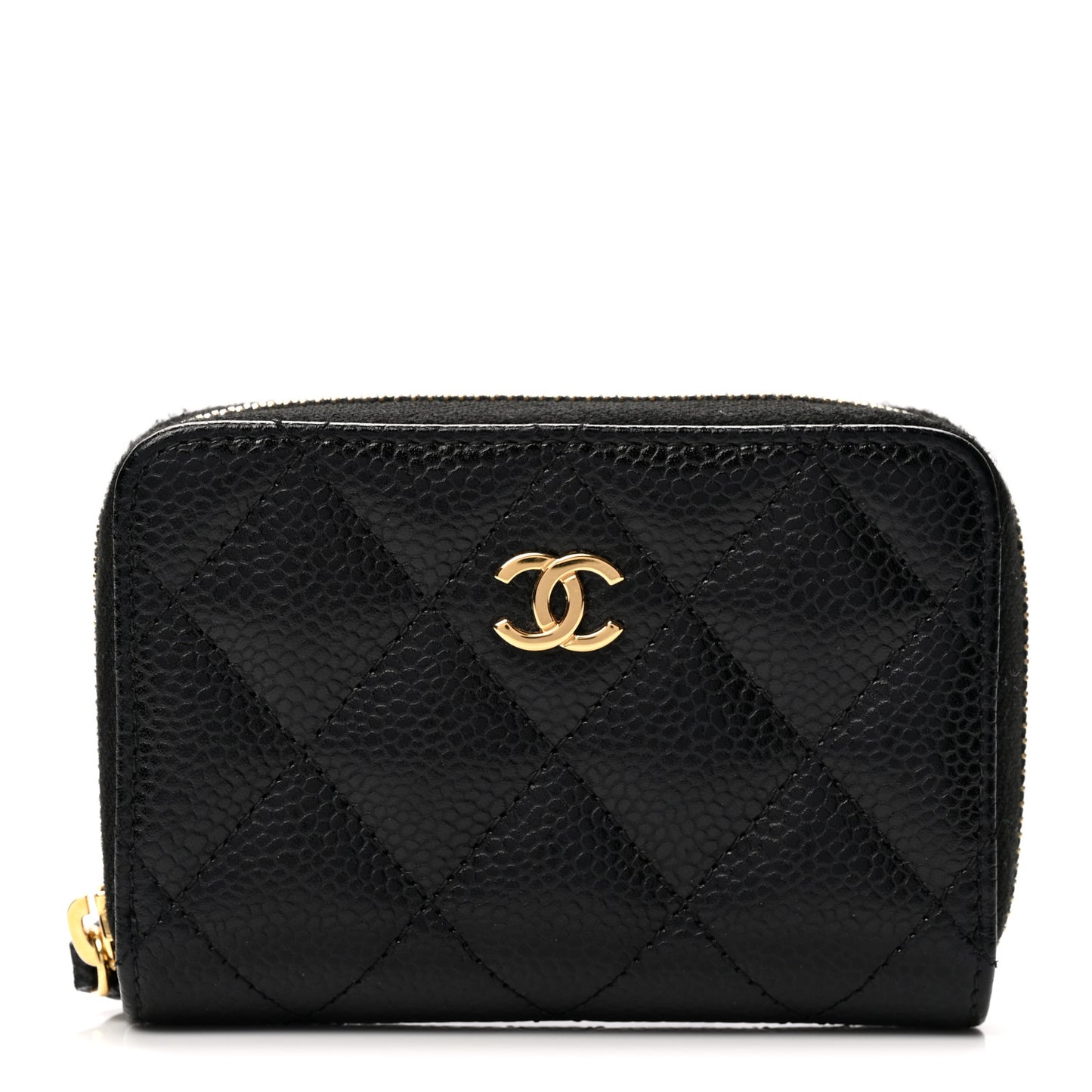 Caviar Quilted Classic Zipped Coin Purse Black