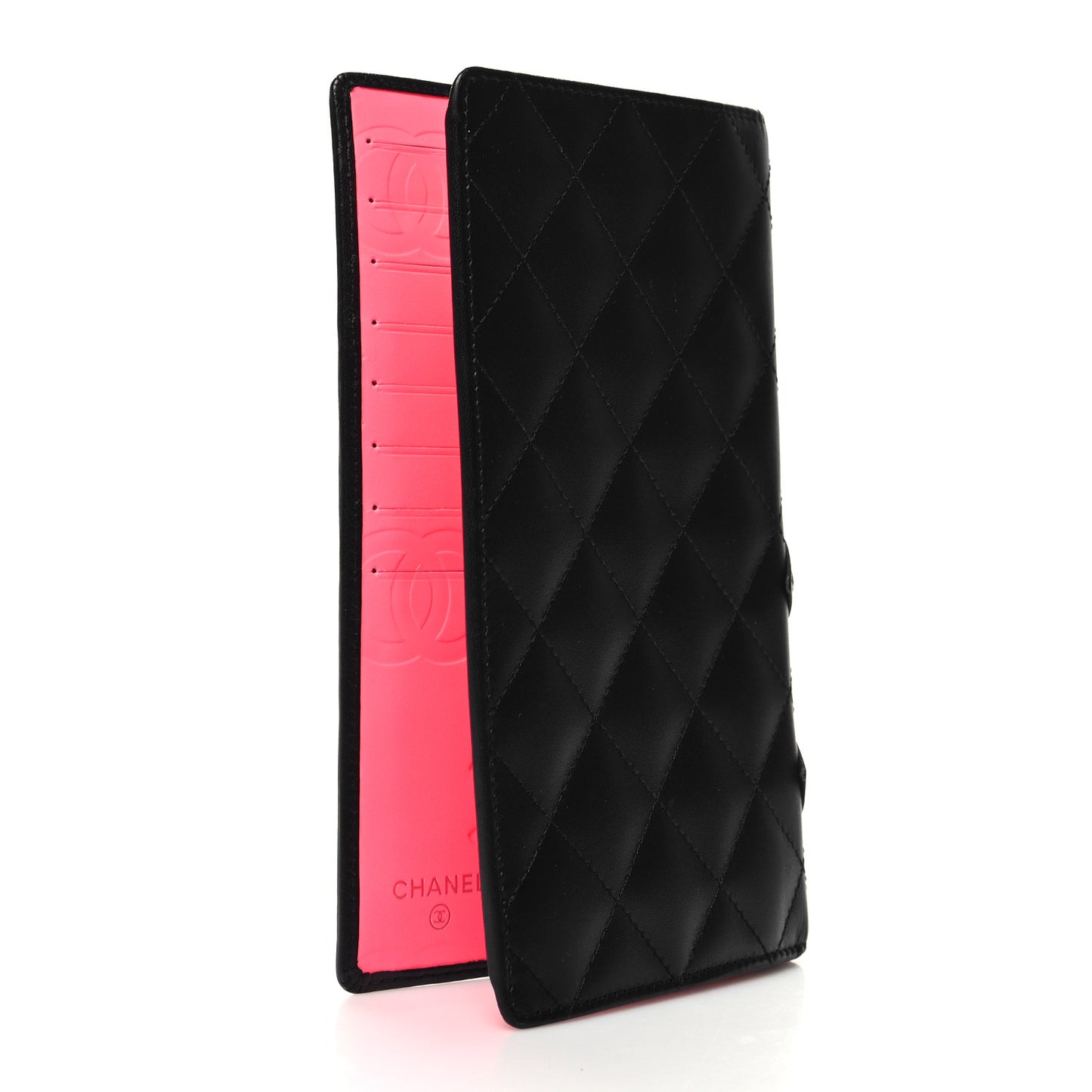 Calfskin Quilted Cambon Yen Wallet Black