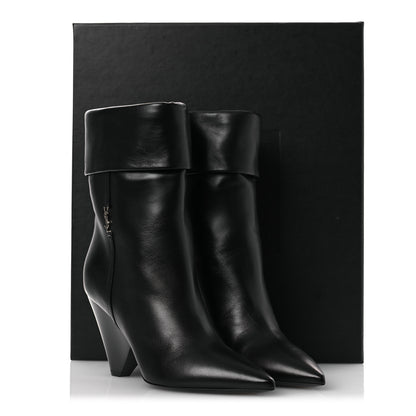 Saint Laurent Lambskin Liz 85 Wedge Booties 37.5 Black 11 of 11