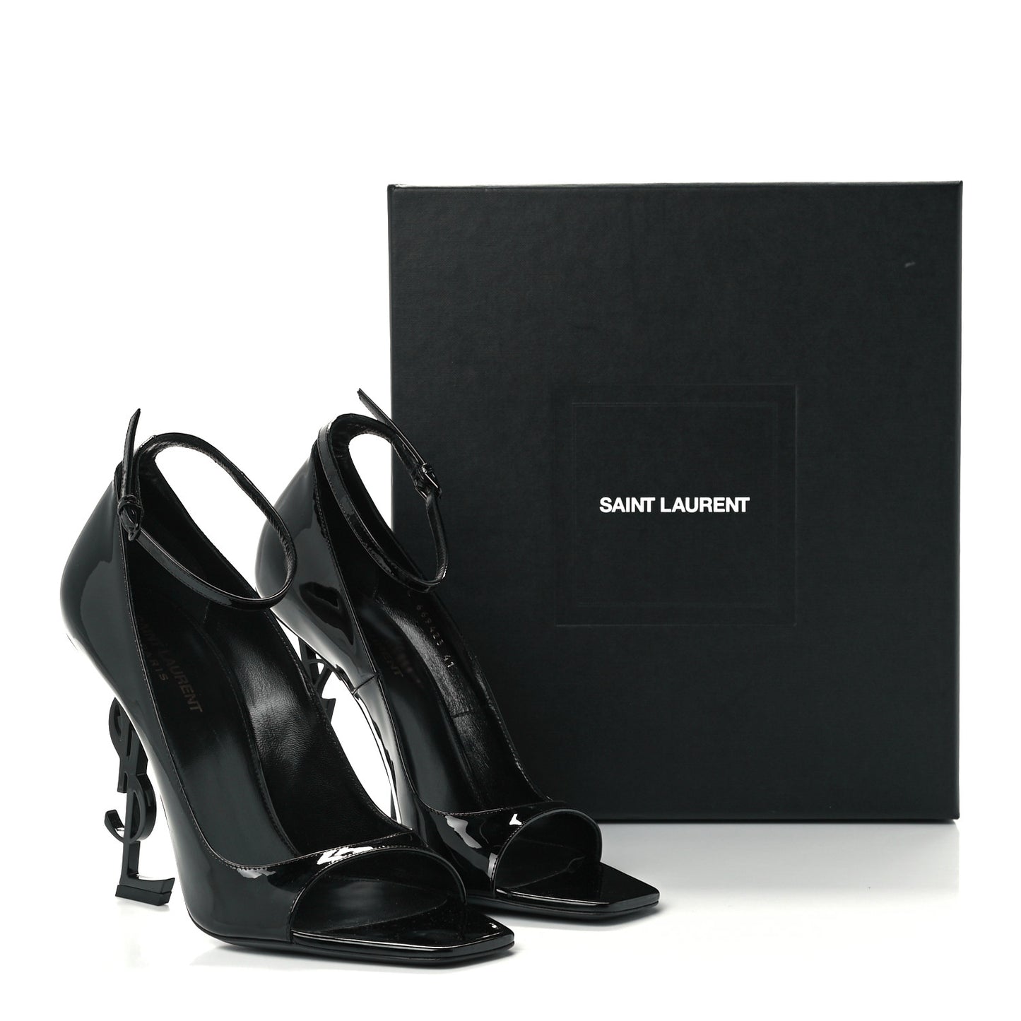 Patent Calfskin Opyum 110 Sandals 41 Black