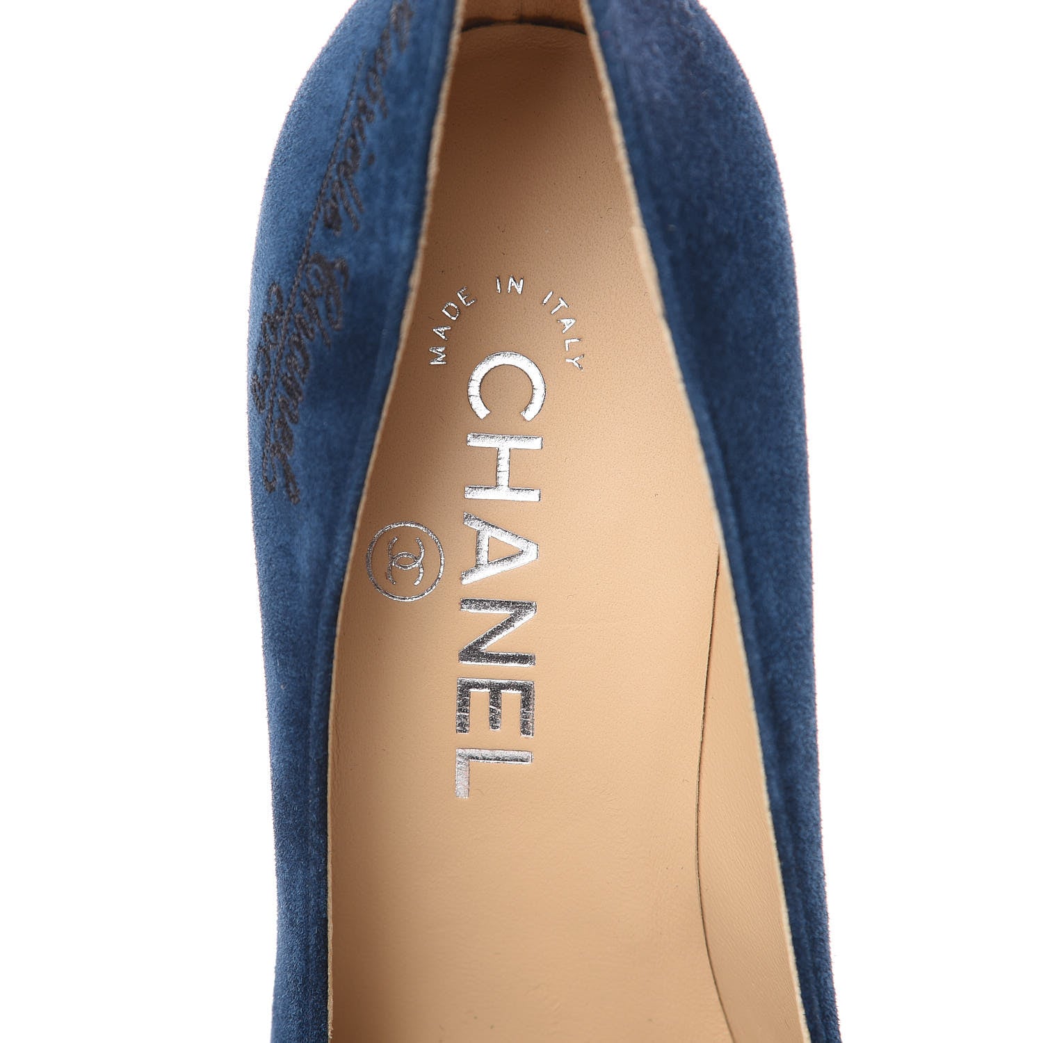 Chanel Suede Satin Cap Toe Gabrielle Pumps 37 Navy Black 7 of 10